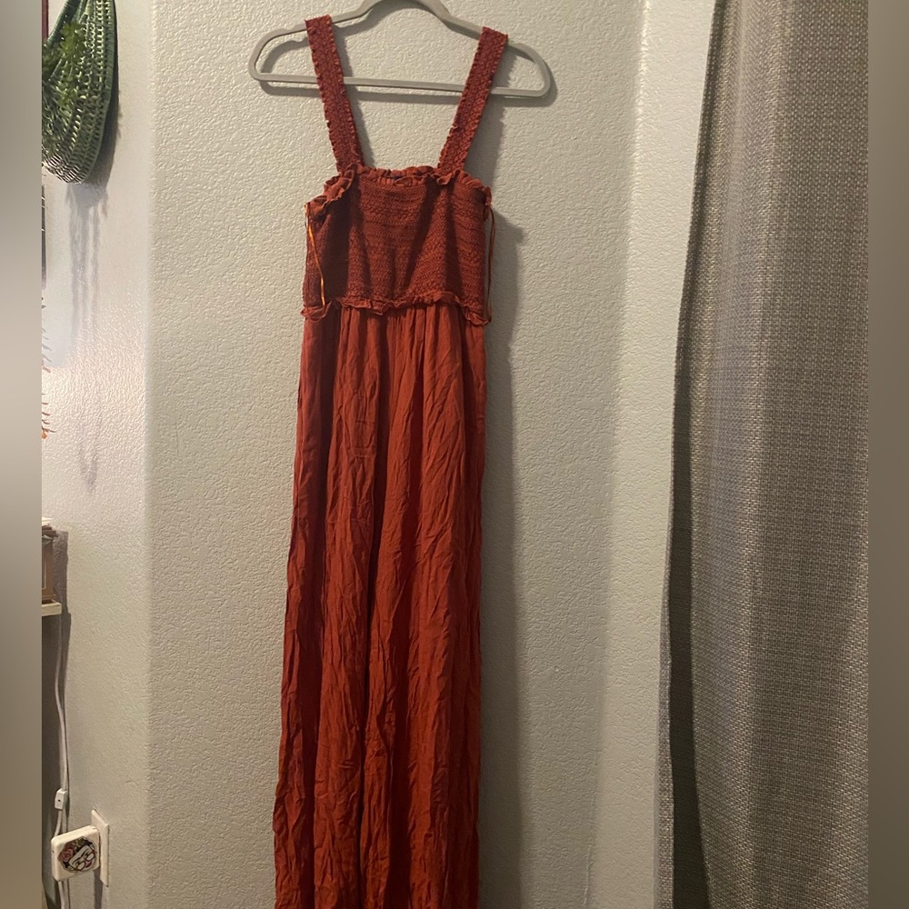 Blue Rain Orange Strapless Jumpsuit